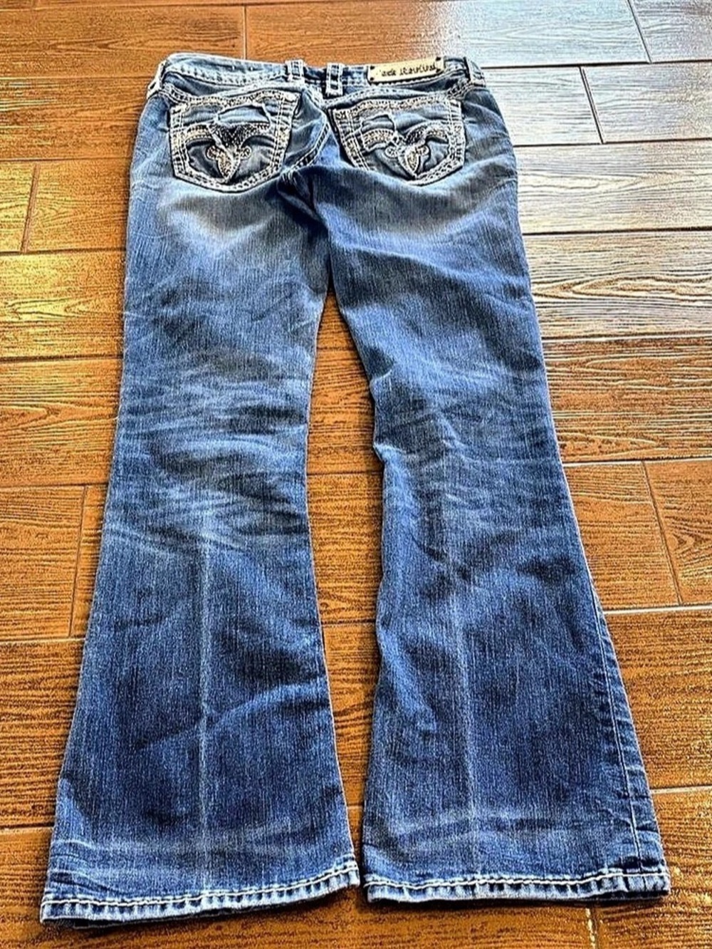 Y2K Rock Revival Bootcut Jeans in Blue Waist 28